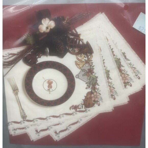 Something Special Counted Cross Stitch Kit Instruments Place Mats Set Of 4 NEW - Picture 2 of 4